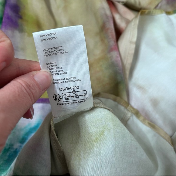 NWT Anthropologie Multicolor Midi Long Sleeve Tie Front Shirt Dress Size Large - Picture 6 of 15